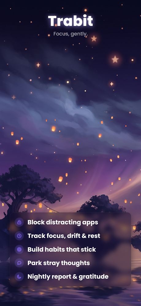 Trabit Focus screen